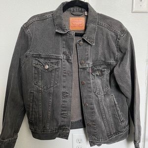 Washed black vintage levi’s denim jacket